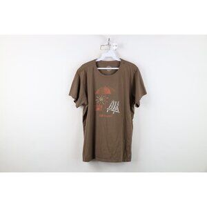 Life Is Good Womens XL Faded Spell Out Beach Sun Short Sleeve T-Shirt Brown